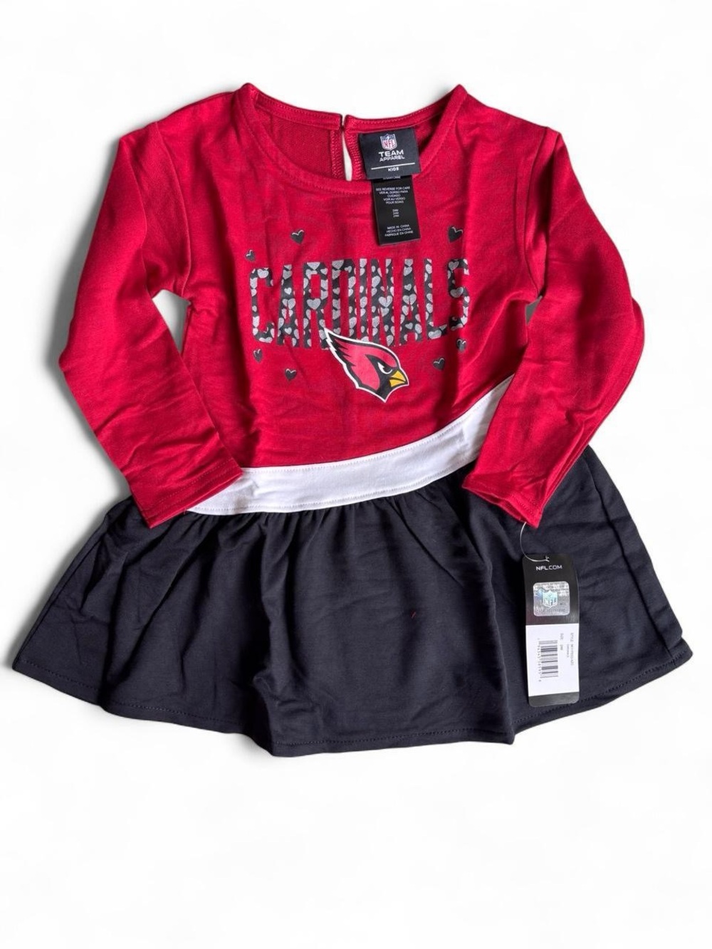 NFL 12 & 24months Cardinals Red, Black & White Team Dress